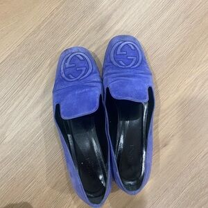Gucci Women's Blue Suede Loafers